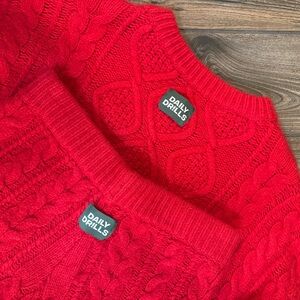 Daily Drills Red Cable Knit Sweater